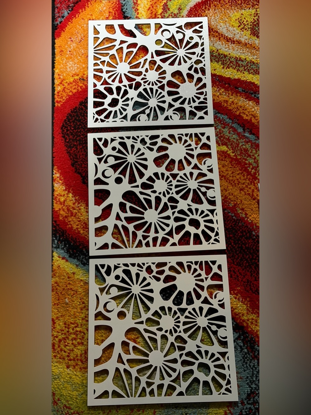 (3) White Floral Cutout Wall Panels - Home Wall Decor